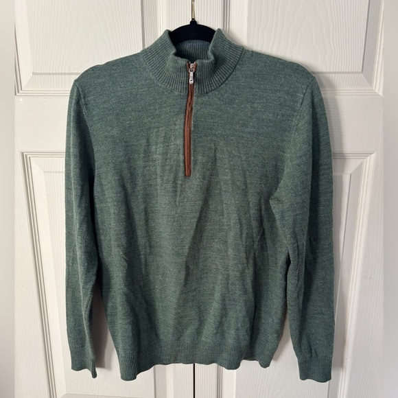 Johnnie-O Mens Raynor Merino 1/4 Zip Sweater, Moss US Size M - Picture 1 of 7